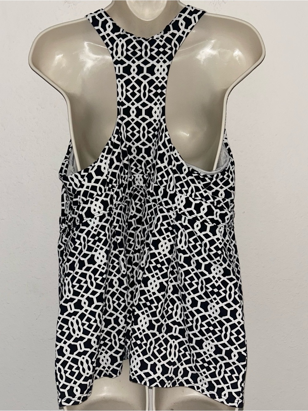 Lands' End Black and White Geometric Tankini Top - Picture 4 of 6